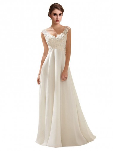 Shop V-Neck Lace Wedding Dress On Chiffon Perth