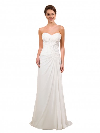 Shop Sweetheart Neckline Chiffon Wedding Dress with Criss-Cross Ruched Bodice Perth