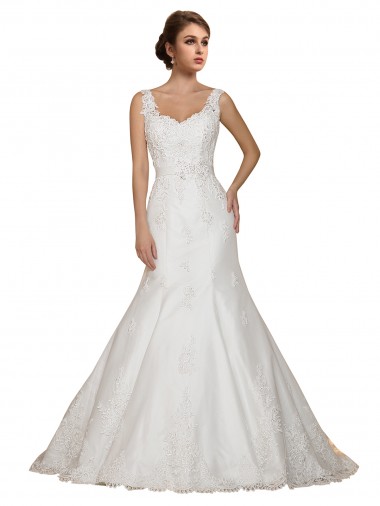 Shop Sweethart V-Neckline Lace Wedding Dress with Shoulder Straps Perth