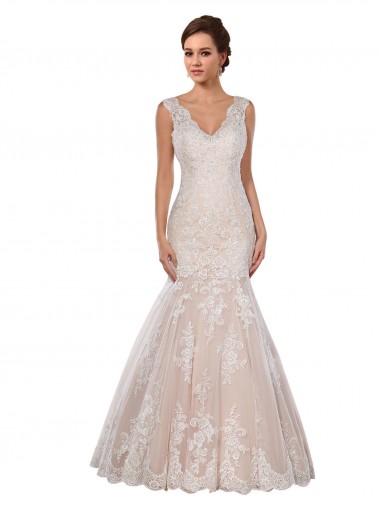 Shop Classic Fit and Flare V-Neck Mermaid Lace Wedding Dress Perth