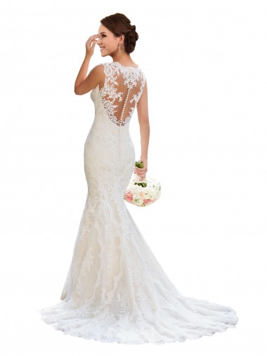 Shop V-Neck Mermaid Vintage Lace Wedding Dress Perth