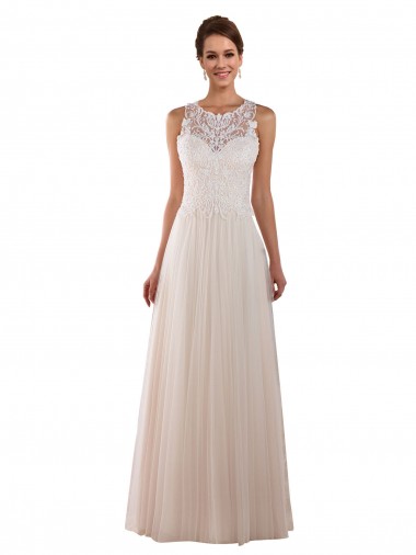Shop High Neck A-Line Tulle Wedding Dress with Lace Back Perth