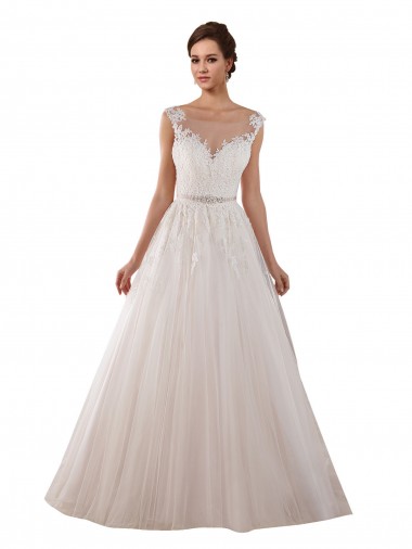 Shop Illusion Sweetheart Neck Ball Gown Tulle Wedding Dress with Lace Bodice Perth