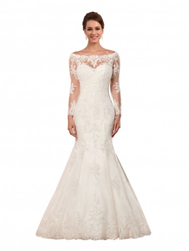 Shop Long Sleeves Mermaid Lace Wedding Dress with Illusion Back Perth