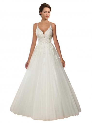 Shop Modern Spaghetti Straps Ball Gown Tulle Wedding Dress with Lace Bodice Perth