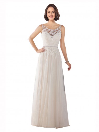 Shop High Lace Neck Illusion Back Tulle Boho Wedding Dress Perth