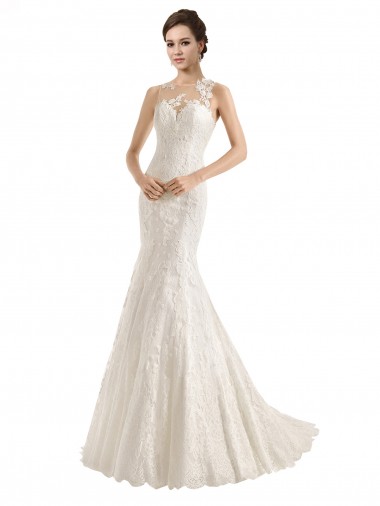 Shop Illusion Neck Mermaid All Over Lace Wedding Dress Perth