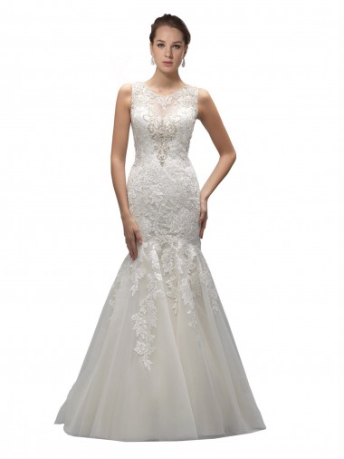 Shop Illusion High Neck Mermaid Lace Wedding Dress Perth