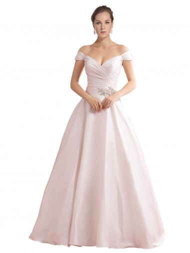 Shop Off the Shoulder Sweetheart Ball Gown Satin Wedding Dress Perth