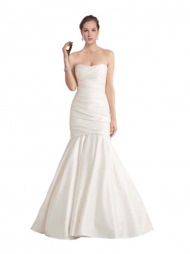 Shop Strapless Mermaid Ruched Satin Beach Wedding Dress with Low Back Perth