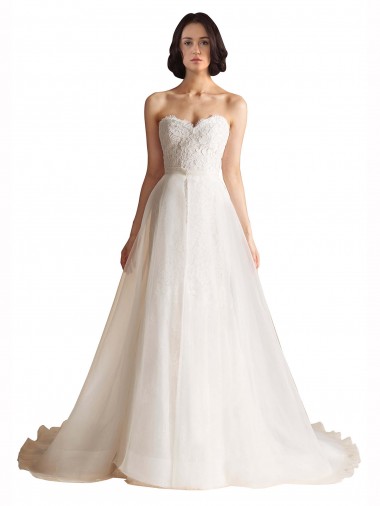 Shop Strapless Sweetheart Lace Bodice A-Line Organza Wedding Dress Perth