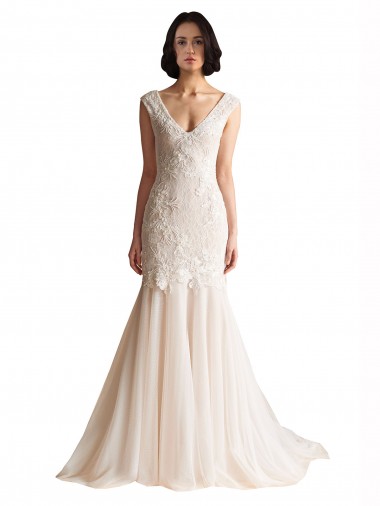 Shop V-Neck Mermaid Tulle Wedding Dress Perth