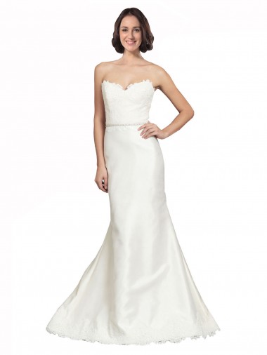 Shop Trumpet Satin Wedding Dress with Sweetheart Lace Bodice Perth