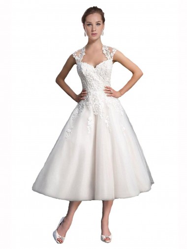 Shop A-Line Short Tea Length Sweetheart Tulle Lace Beach Wedding Dress Perth