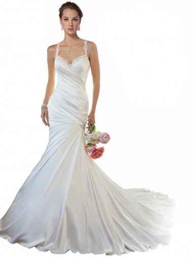 Shop Sweetheart Mermaid Satin Beach Wedding Dress with Illusion Lace Back Perth