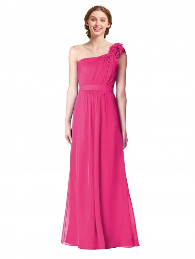 Shop Full Length One Shoulder Chiffon Bridesmaid Dress Perth