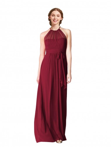 Shop Halter Neck Chiffon Bridesmaid Dress with Shirred Bodice Perth