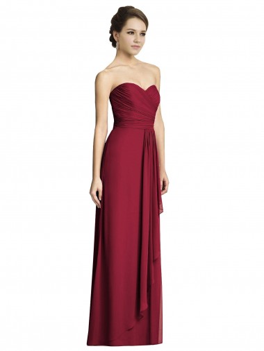 Shop Long Strapless Chiffon Bridesmaid Dress with Side Slit Perth