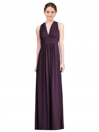 Shop Long Chiffon V-Neck Bridesmaid Dress with Shirred Bodice Perth