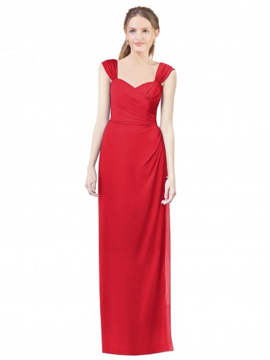 Shop Long Chiffon Bridesmaid Gown with Neckline Straps Perth