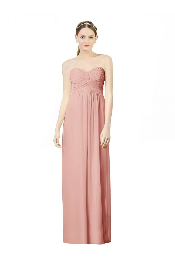 Long Chiffon Sweetheart Bridesmaid Dress with Twist Bodice Perth