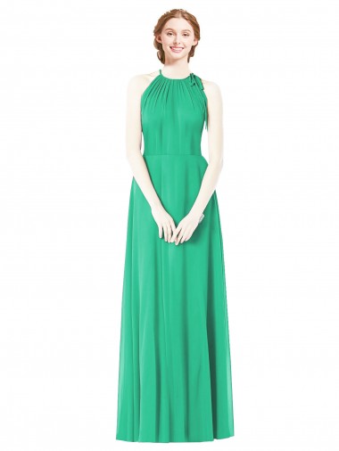 Shop Halter Neckline Long Chiffon Bridesmaid Dress with Side Bow Perth