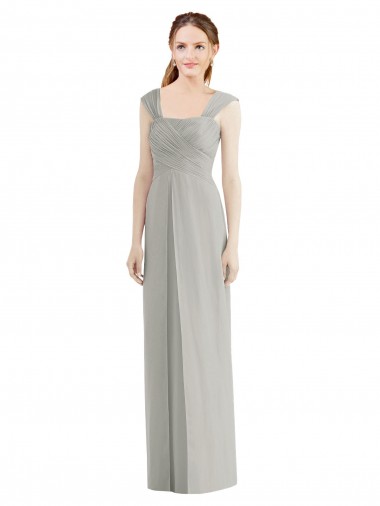 Shop Full Length Lux Chiffon Dress with Draped Bodice And Shirred Straps Perth