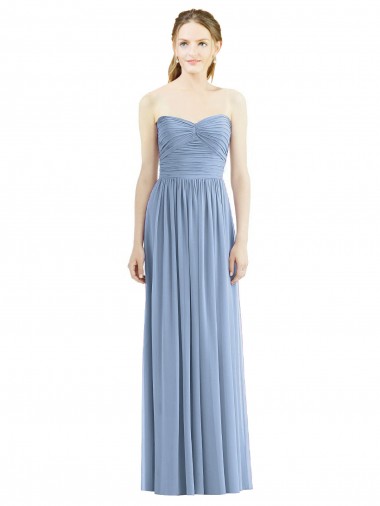 Shop Strapless Long Chiffon Dress with Sweetheart Neckline And Draped Bodice Perth