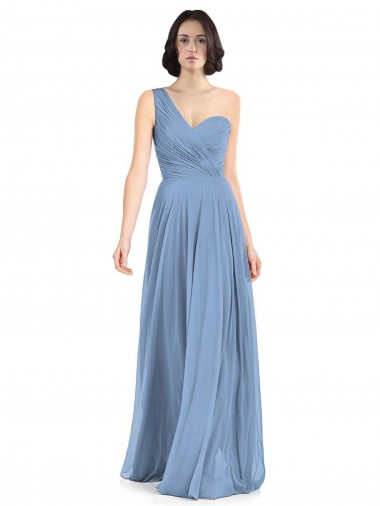 Shop One Shoulder Long Chiffon Bridesmaid Dress with Sweetheart Bodice Perth