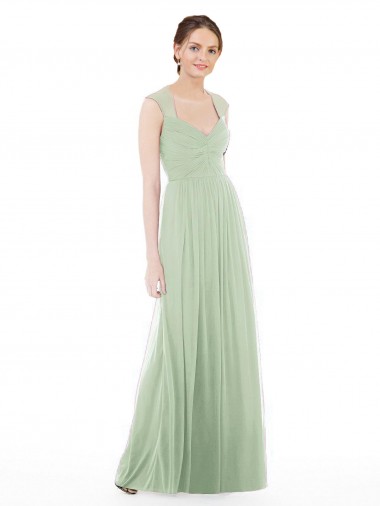 Shop Sheer Back Cap Sleeves Long Chiffon Bridesmaid Dress  Perth