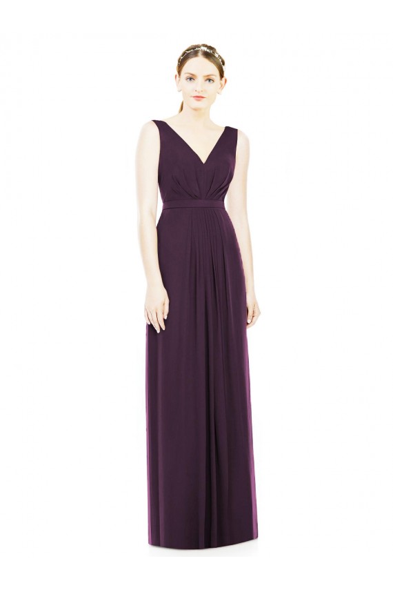 V-Neckline Sleevelss Full Length Chiffon Bridesmaid Dress Perth