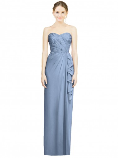 Shop Strapless Full-Length Chiffon Bridesmaid Dress with Front Slit Perth