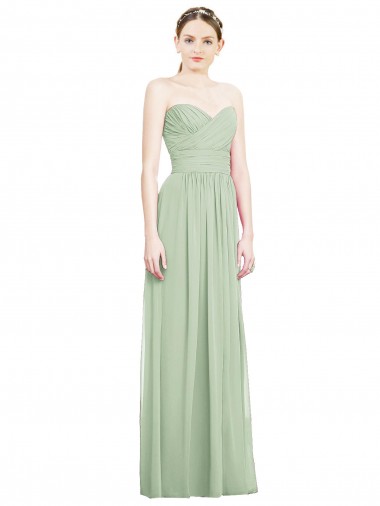 Shop Crisscross Draped Full Length Strapless Chiffon Bridesmaid Dress Perth