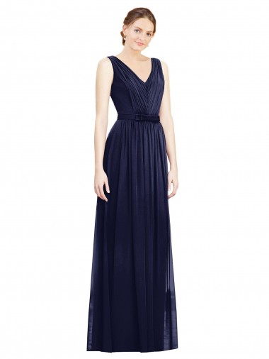 Shop Full-Length V-Neck Lux Chiffon Bridesmaid Dress with V-Back Perth