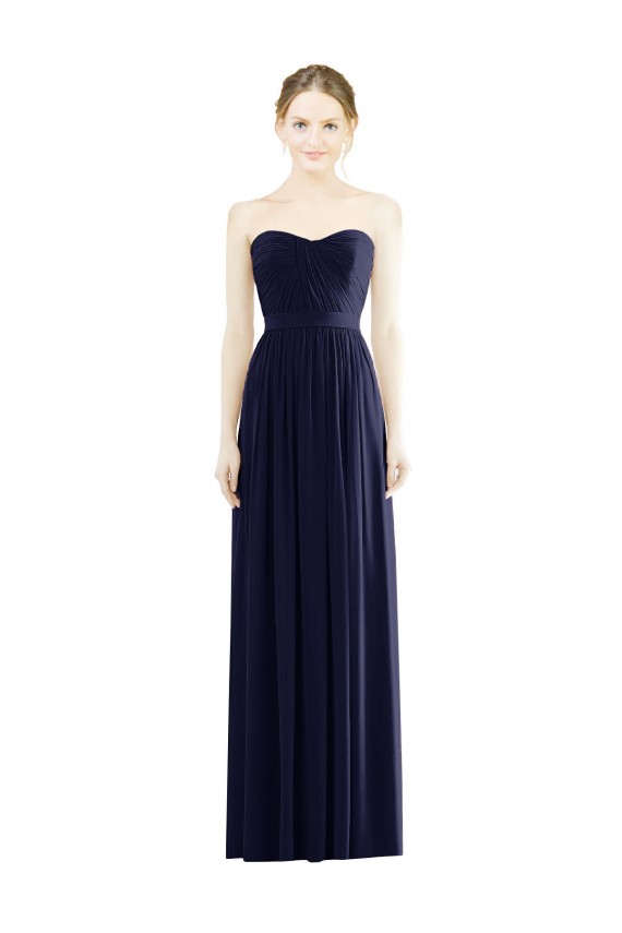 Low Back Draped Strapless Chiffon Formal Bridesmaid Dress 