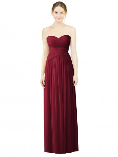 Shop Draped Full Length Strapless Chiffon Bridesmaid Dress Perth