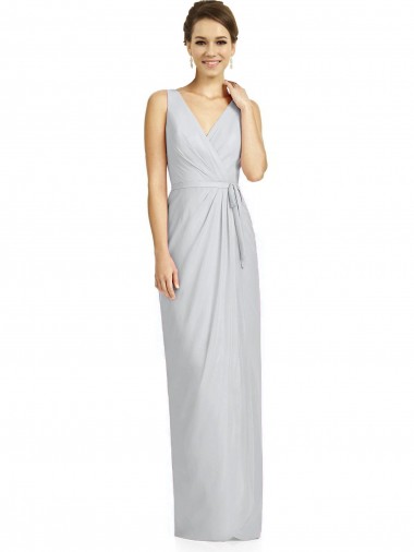 Shop Draped V-Neck Cocktail Length Chiffon Bridesmaid Dress Perth