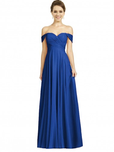 Shop Off the Shoulder Draped Chiffon Maxi Bridesmaid Dress Perth