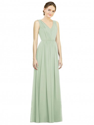 Shop Natural Waist V-Neck Draped Chiffon Bridesmaid Dress Perth