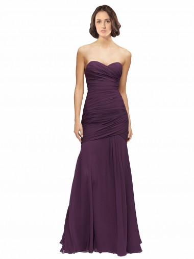 Shop Full Length Chiffon Bridesmaid Dress with Sweetheart Neckline and Ruffles Perth