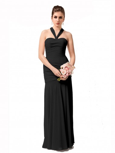 Shop Long Halter Chiffon Bridesmaid Dress with Dropped Waist Perth