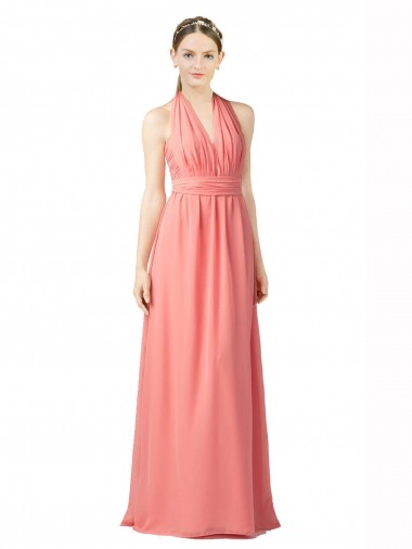 Shop Shirred Bodice Full Length Long Chiffon Bridesmaid Dress Perth