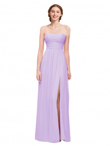 Shop Strapless Mermaid Chiffon Bridesmaid Dress WITH High Side Slit and Ruffles Perth