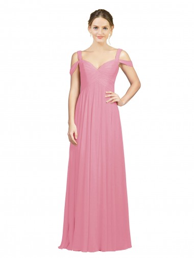Shop Sweetheart Long Chiffon Bridesmaid Dress with Off the Shoulder Straps Perth