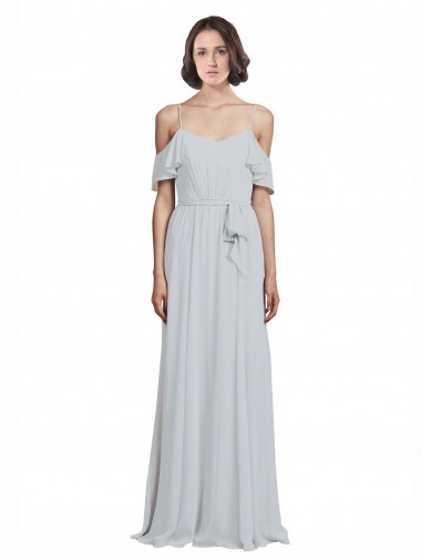 Shop Off the Shoulder Spaghetti Strap Long Chiffon Bridesmaids Dress Perth