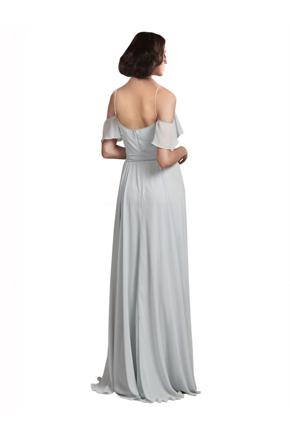 Off the Shoulder Spaghetti Strap Long Chiffon Bridesmaids Dress