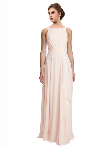 Shop High Neck Chiffon Bridesmaid Dress with Deep V-Back and Cascading Skirt Perth