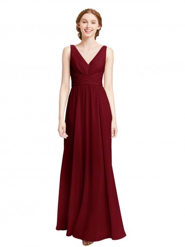 Shop Long Chiffon V-Neck Bridesmaids Dress with Double Strap Perth
