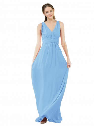Shop Long V-Neckline Chiffon Bridesmaid Dress with Twisted Waist Perth