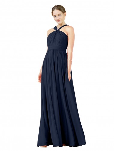 Shop High V-Neck Floor Length Chiffon Bridesmaid Dress Perth